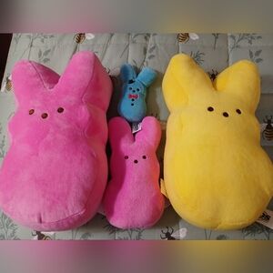 Lot of Peeps Pink Yellow Blue Plush Bunnies